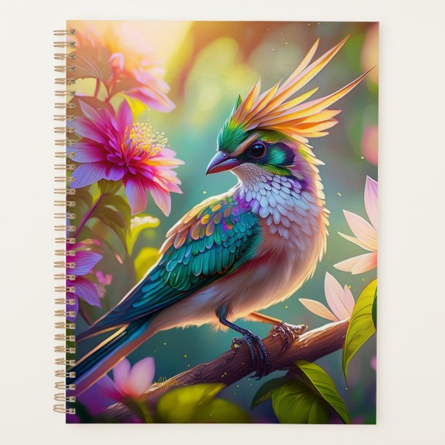 Agenda Pássaro da Fantasia da Finch com Cabeça Verde Deit (Frente)