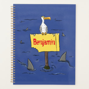 Agenda Pássaro-do-mar engraçado circulado por desenhos 