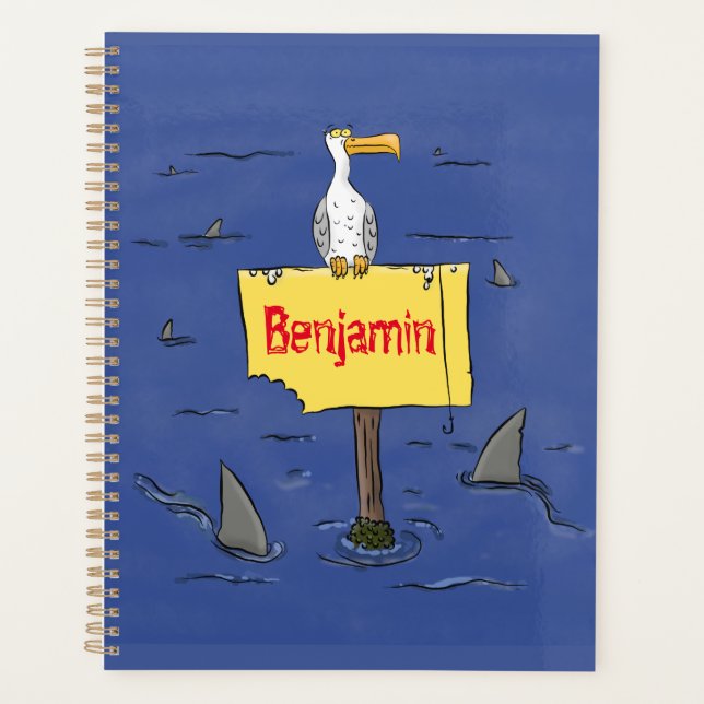 Agenda Pássaro-do-mar engraçado circulado por desenhos an (Frente)