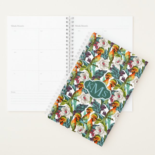 Agenda Pássaro e Flor Exótica | Monograma (Exibição)