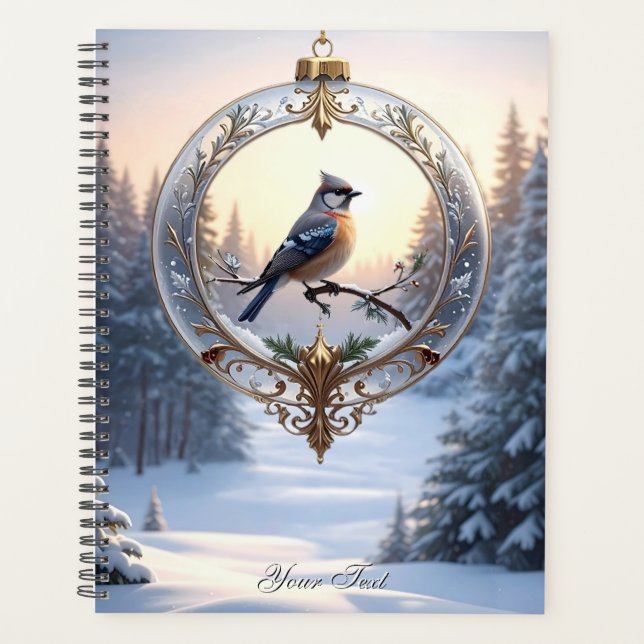 Agenda Pássaro em Ornamento de Natal (Frente)
