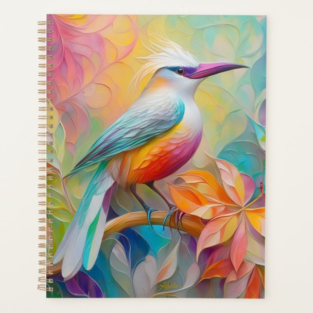 Agenda Pássaro Fantasia de Bico Rosa e Peito Vermelho (Frente)