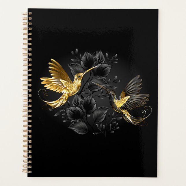 Agenda Pássaro Humino Negro e Dourado (Frente)