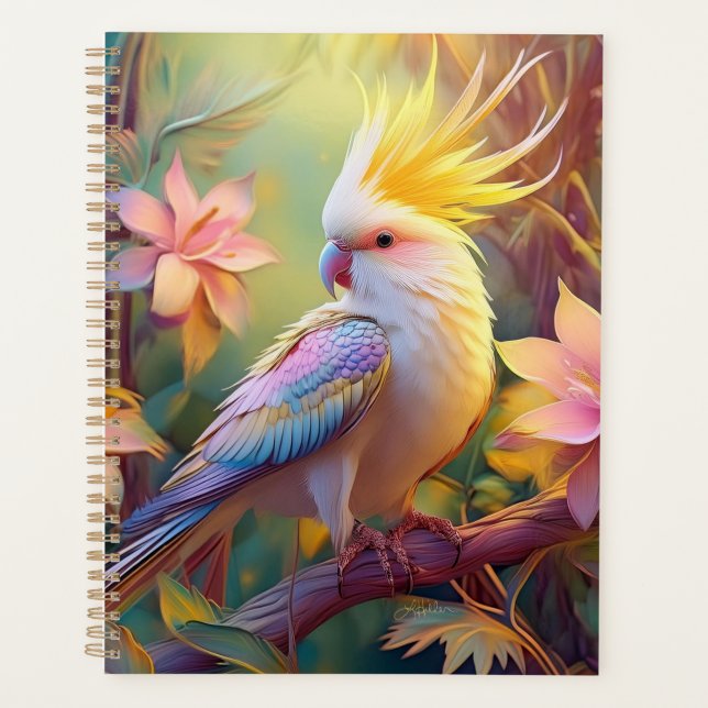 Agenda Pássaro Iridescente Wing Cockatiel Fantasy (Frente)