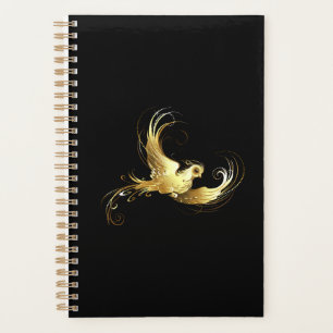 Agenda Pássaro ouro sobre fundo preto