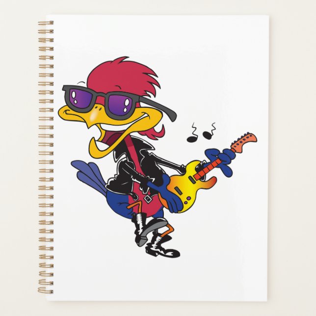 Agenda Pássaro Roadrunner Rockstar Tocando Violão (Frente)