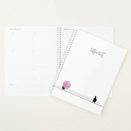 Agenda Pássaros bonitos e bonitos de Bublegum em um branc