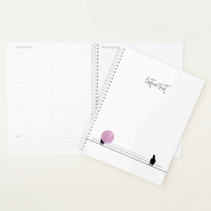 Agenda Pássaros bonitos e bonitos de Bublegum em um branc
