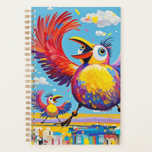 Agenda Pássaros com abstrato de arte colorida, gracinha g