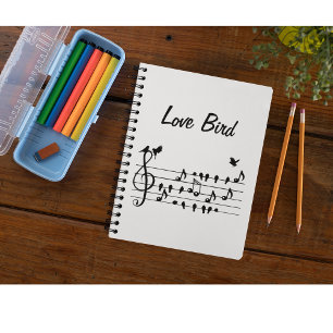 Agenda Pássaros do amor cantando entre as notas musicais