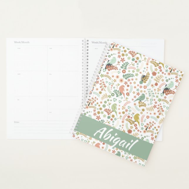 Agenda Pássaros e ramificações Shabby Personalizados (Exibição)
