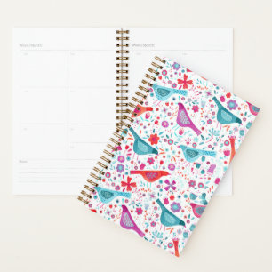 Agenda Pássaros em um Jardim Moderno Boho Watercolor