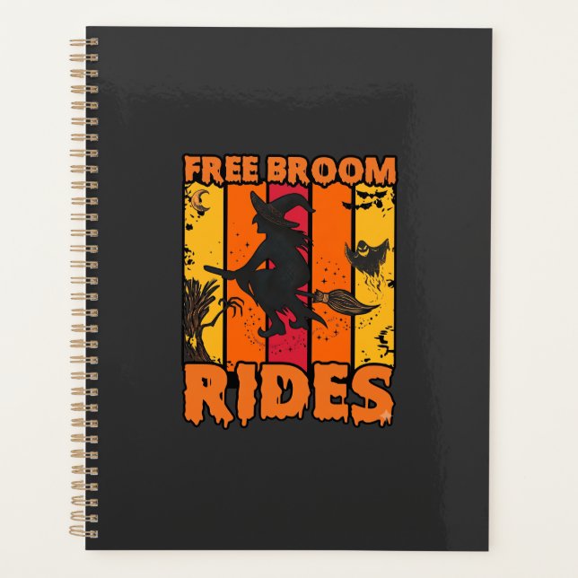 Agenda Passeios de Vassoura Grátis Halloween Bruxa Voador (Frente)
