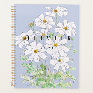 Agenda Pasta de aquarela do cosmos branco