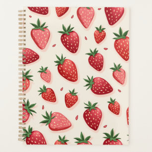 Agenda Pasta de trabalho com padrão de morango fofo