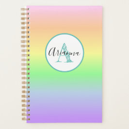 Agenda Pastel Arco-Íris Monograma Personalizado