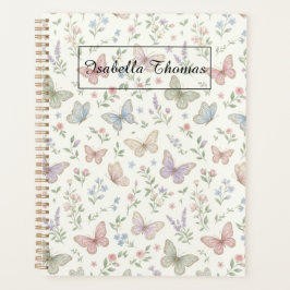 Agenda Pastel Butterfly Floral Notebook Cover Background