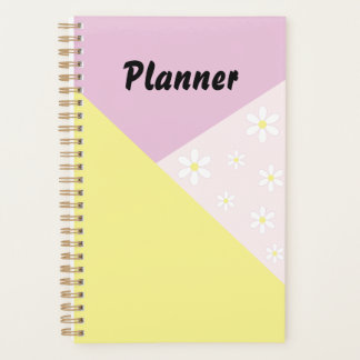 Agenda Pastel Geometric Planner with Daisy Flowers