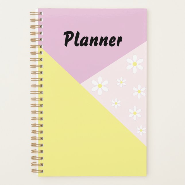 Agenda Pastel Geometric Planner with Daisy Flowers (Frente)