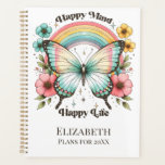Agenda Pastel Hippie "Feliz Mente Feliz Vida"<br><div class="desc">Retro Pastel Hippie Planejador "Feliz Mente Feliz Vida" para ela.</div>