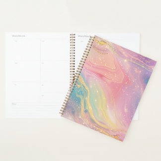 Agenda Pastel Marble Planner with Gold Sparkles