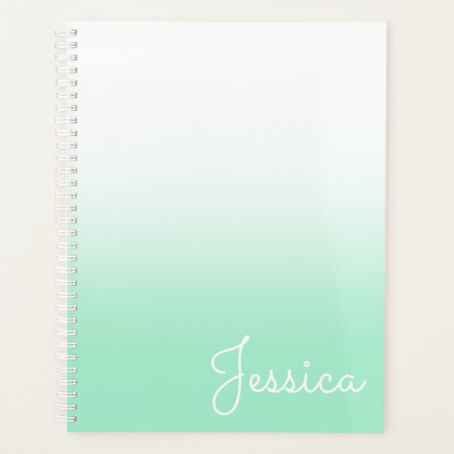 Agenda Pastel Mint e Branco Ombre (Frente)