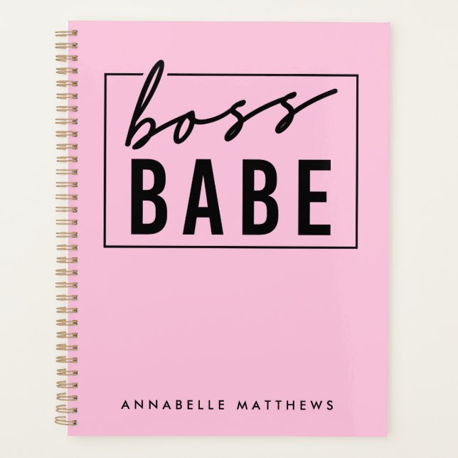 Agenda Pastel Pink Girl Boss Babe Proprietário  (Frente)