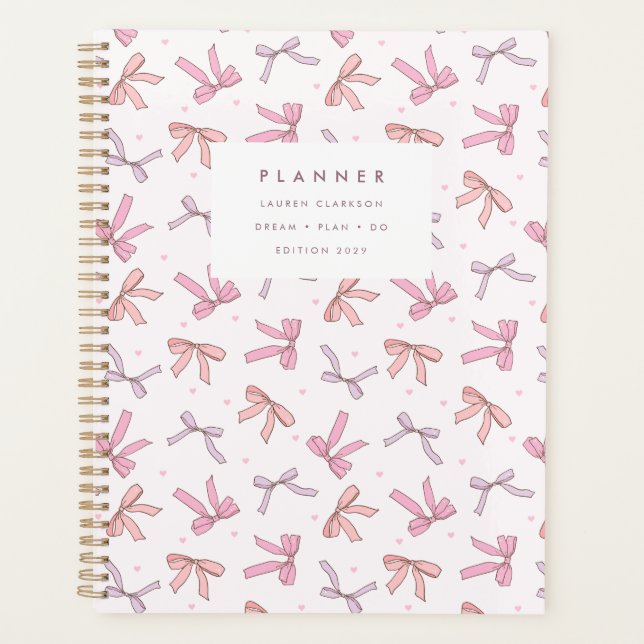 Agenda Pastel Pink & Lilac Bow Coquette Planner (Frente)