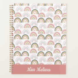 Agenda Pastel Rainbow Com Professor Incrível De Padrões C