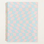 Agenda Pastel Suave do Quadro de Verificação Retroativa c<br><div class="desc">Legal damascos vermelhos em azul pastel e cor rosa pastel. Um bom design psicodélico retrô que te leva para a terra maravilhosa. Checkerboard distorcida,  ondulada,  deformada,  cheques deformados,  planejador de pré-disquete de estudante de dormitório distorcido.</div>