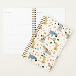 Agenda Pastel Terrazzo Funny Cute Dog Patterno
