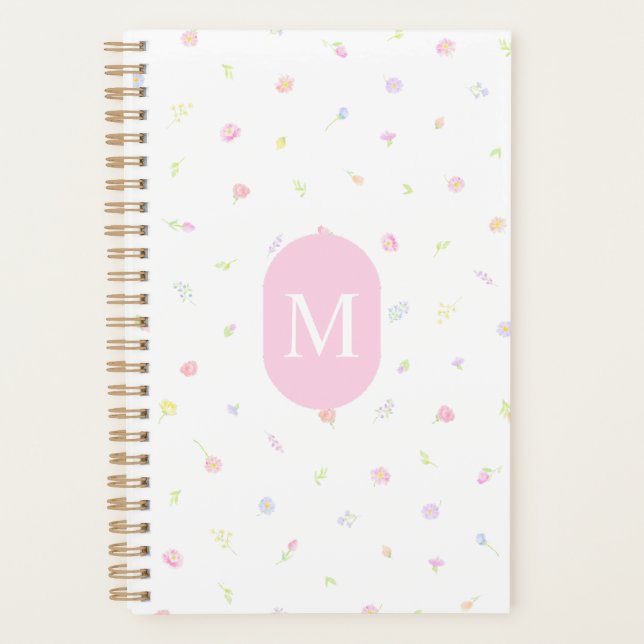 Agenda Pastel Wildflower Pink Monogram Planner (Frente)