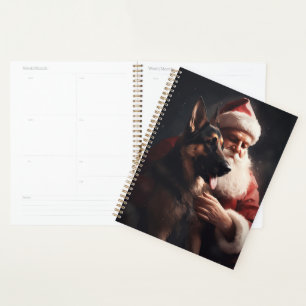 Agenda Pastor Alemão Com Papai Noel Natal Festivo