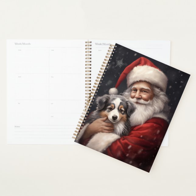 Agenda Pastor Australiano com Papai Noel Natal (Exibição)