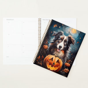 Agenda Pastor Australiano de Halloween com Abóboras Assus