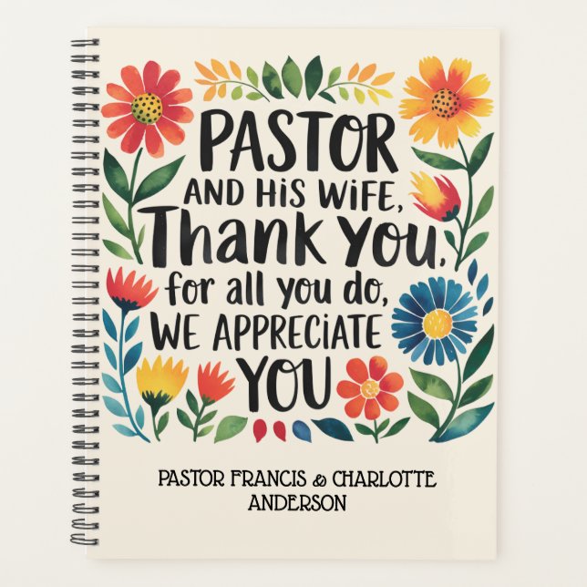 Agenda ✝️ Pastor e Pastor: Nomes de presentes de apreciaç (Frente)