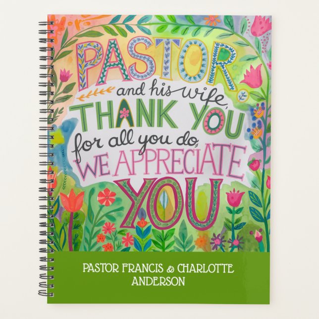 Agenda ✝️ Pastor e Pastor: Nomes de presentes de apreciaç (Frente)