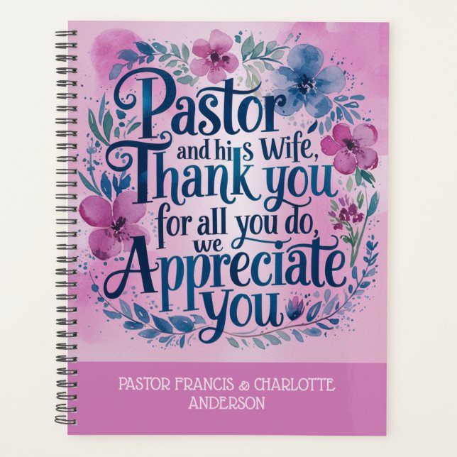 Agenda ✝️ Pastor e Pastor: Nomes de presentes de apreciaç (Frente)