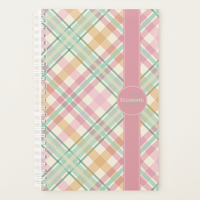 Agenda Pastos cor-de-rosa bonito, xadrez de primavera (Frente)