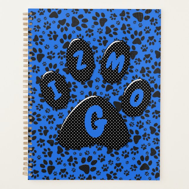 Agenda Patas de Cachorro Preto e Branco com Bolinhas em a (Frente)