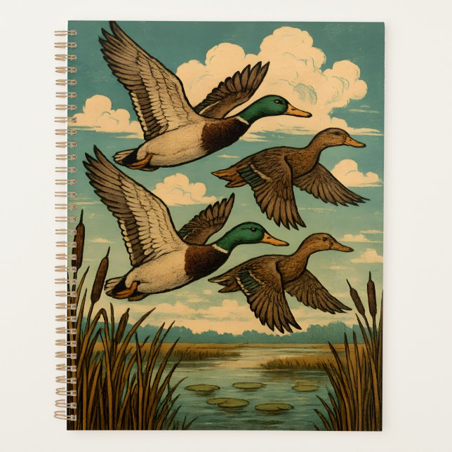 Agenda Patos-reais em Voo Arte de Vida Selvagem (Frente)