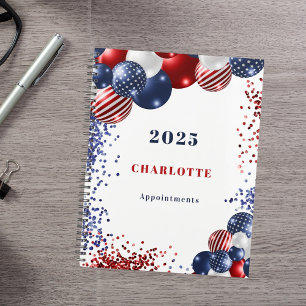 Agenda Patriotic red blue black balloons name 2026
