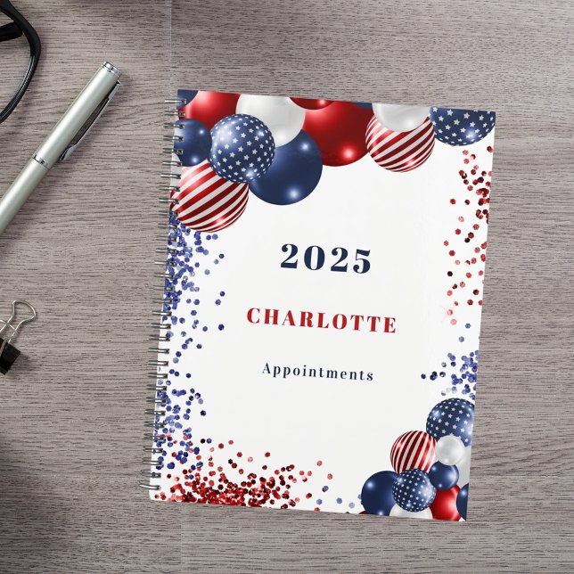 Agenda Patriotic red blue black balloons name 2026 (Criador carregado)