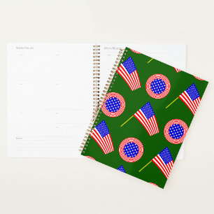 Agenda Patriótica American Flag Patterno on Green