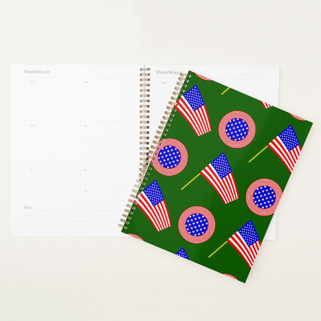 Agenda Patriótica American Flag Patterno on Green (Criador carregado)