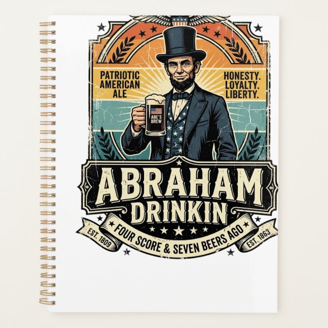 Agenda Patriótico Abraham Bebendo Retro Desgastado (Frente)