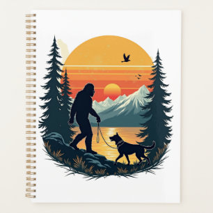 Agenda Pé Grande Vintage Cão Andando Montanha Pôr do Sol