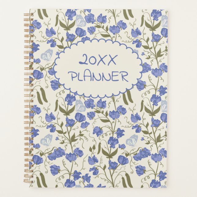 Agenda Pêa doce Azul e Creme Semanal Planner (Frente)