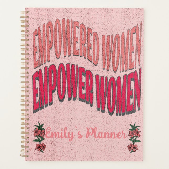 Agenda Peach red text Empoderosas mulheres Citação de pod (Frente)