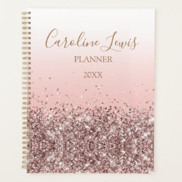 Agenda Peach Rosa Dourado Glitter 2023 Planner Com Nome
